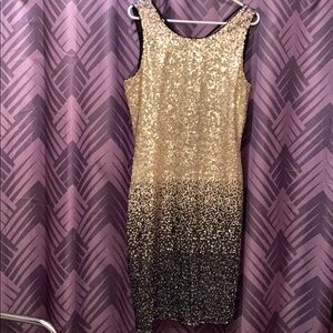 Gold and Black Sequin Ombré Cocktail Dress